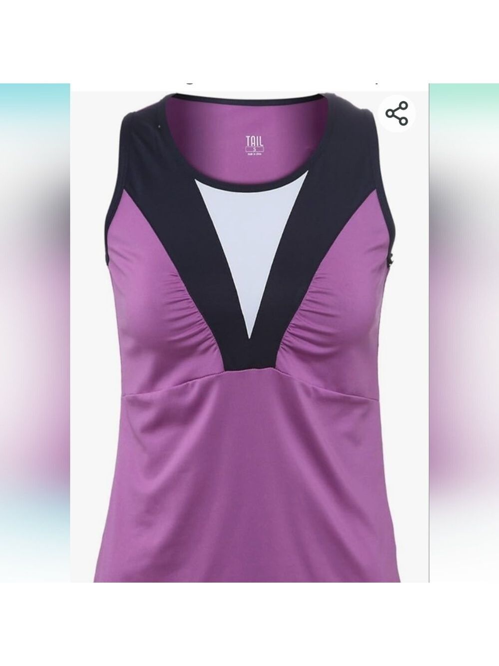 Tail Activewear Rawr Power Miss Shirring Sleeveless Tennis Top Size Small